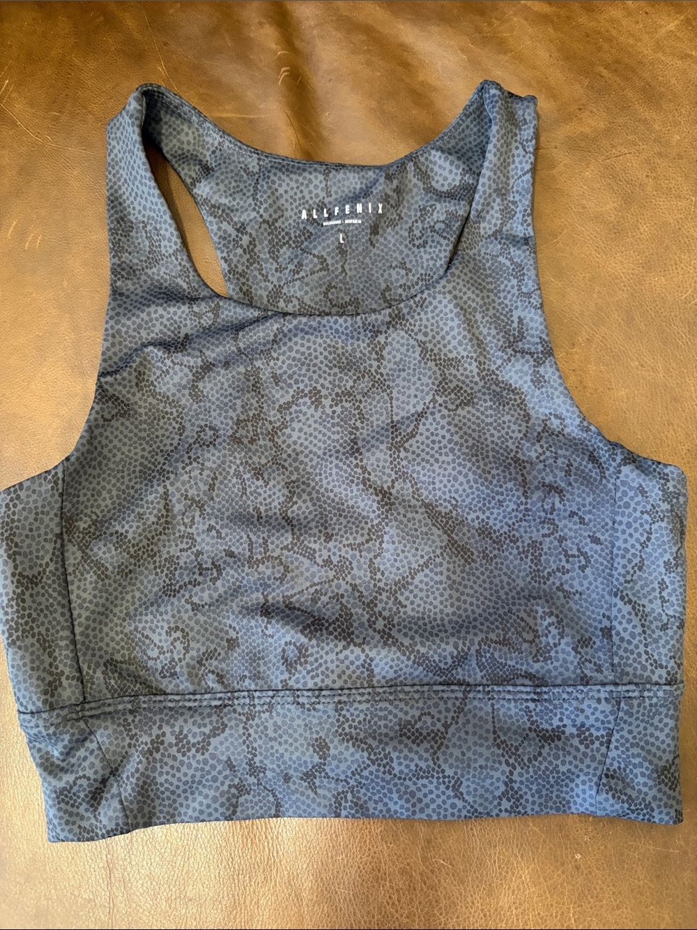 Blue & Black Python Patterned Racerback Crop Top
